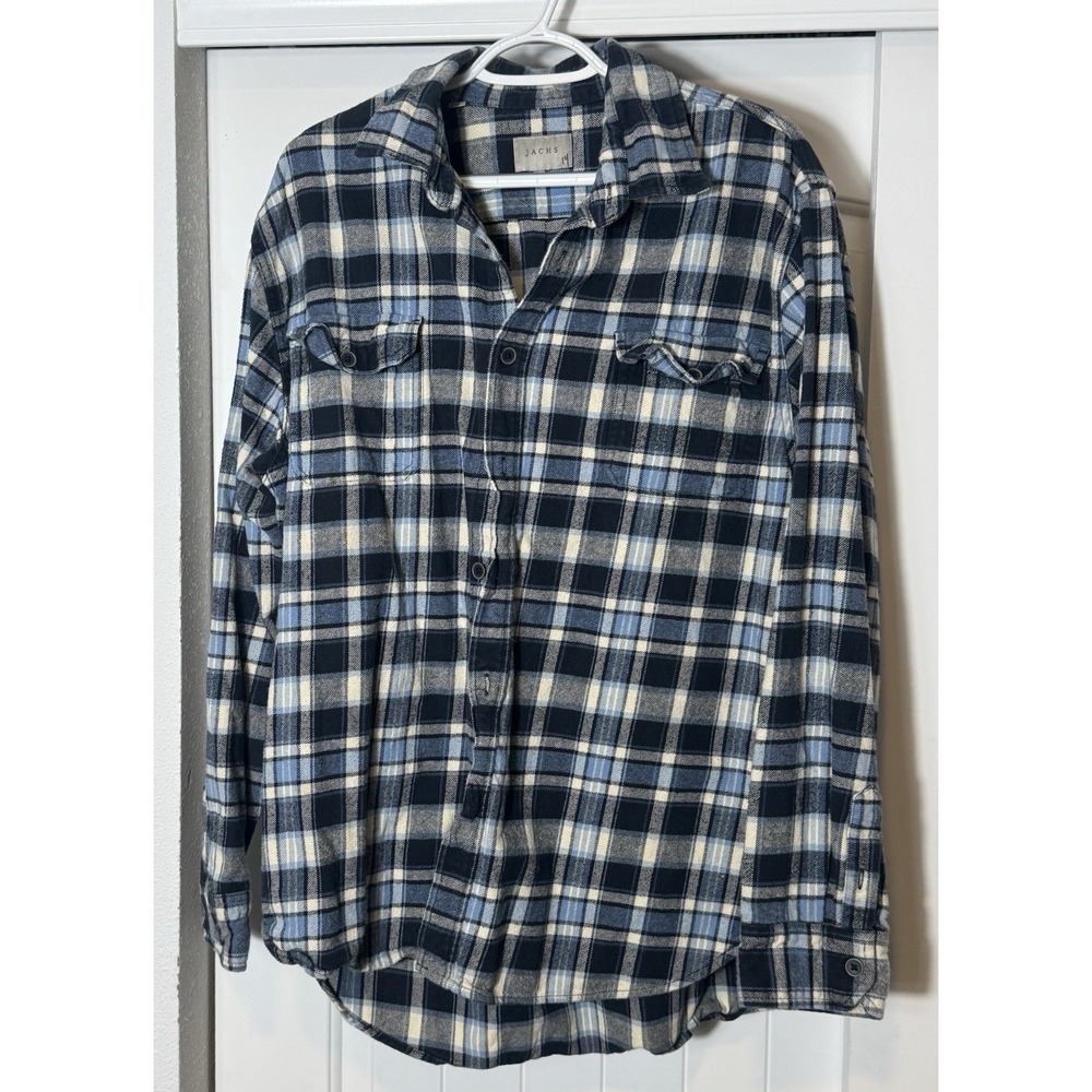 Jachs Button Up Heavy Outdoors Flannel Shirt Mens XLT Blue Plaid